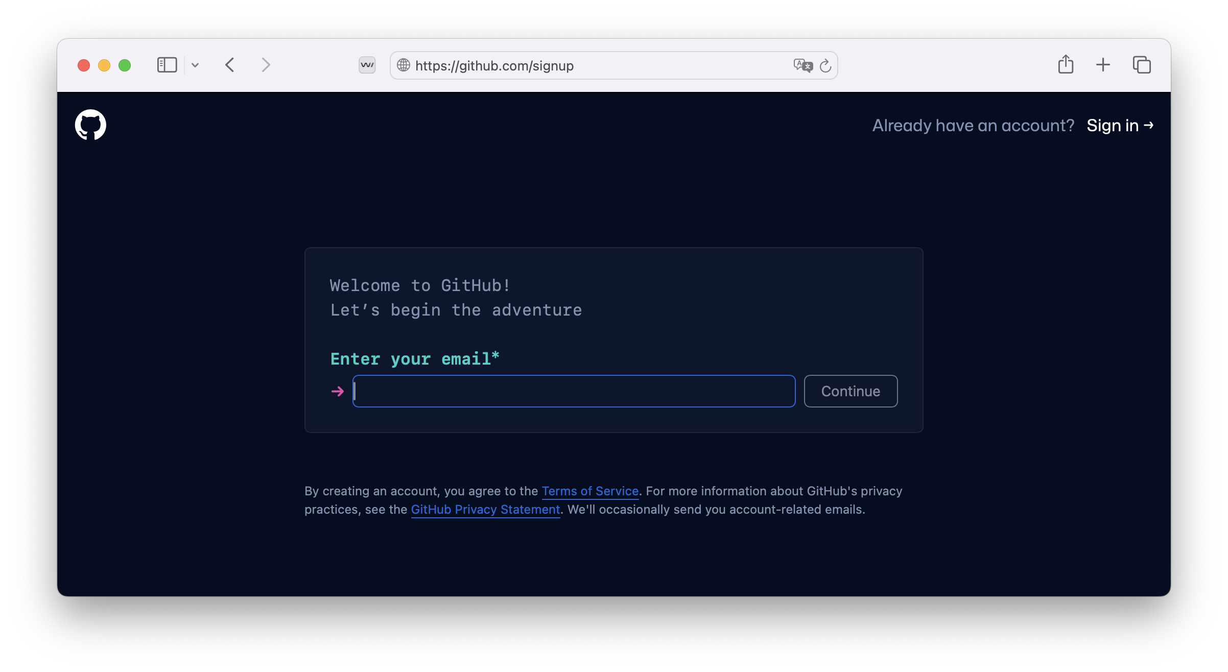 GitHub Sign Up
