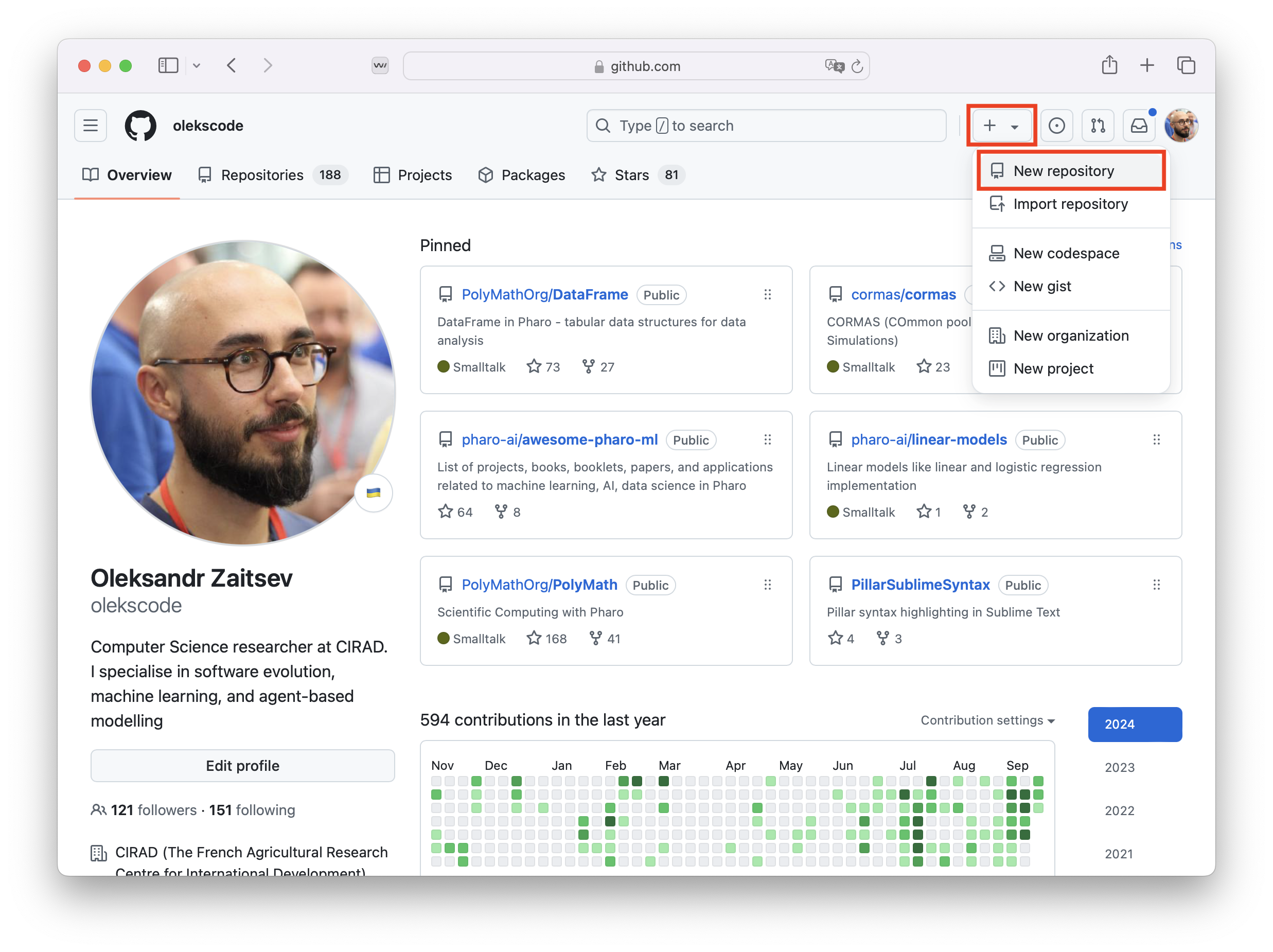 GitHub new repository button